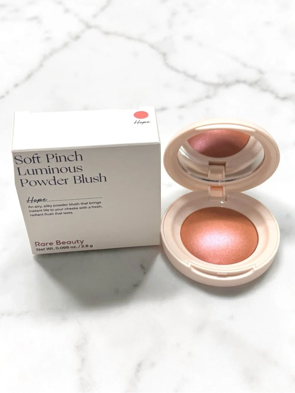 Rare Beauty Soft Pinch Luminous Powder Blush “Hope” – Radiant Peachy Pink Glow